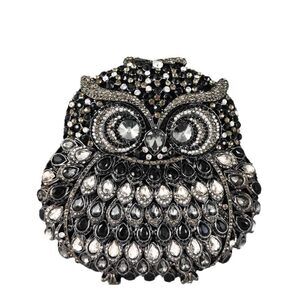 1065 Black Mini Owl Party Crystal Clutch Purses Dressy,Animal Evening